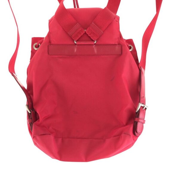 Prada Tessuto Triangle Logo Plate Red Silver Hardware Nylon Leather Rucksack Day main image 6